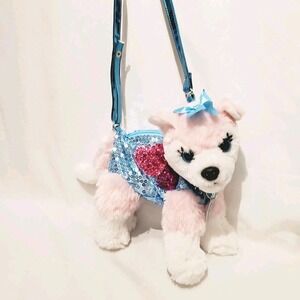 Poochie & Co Plush Purse Pink White